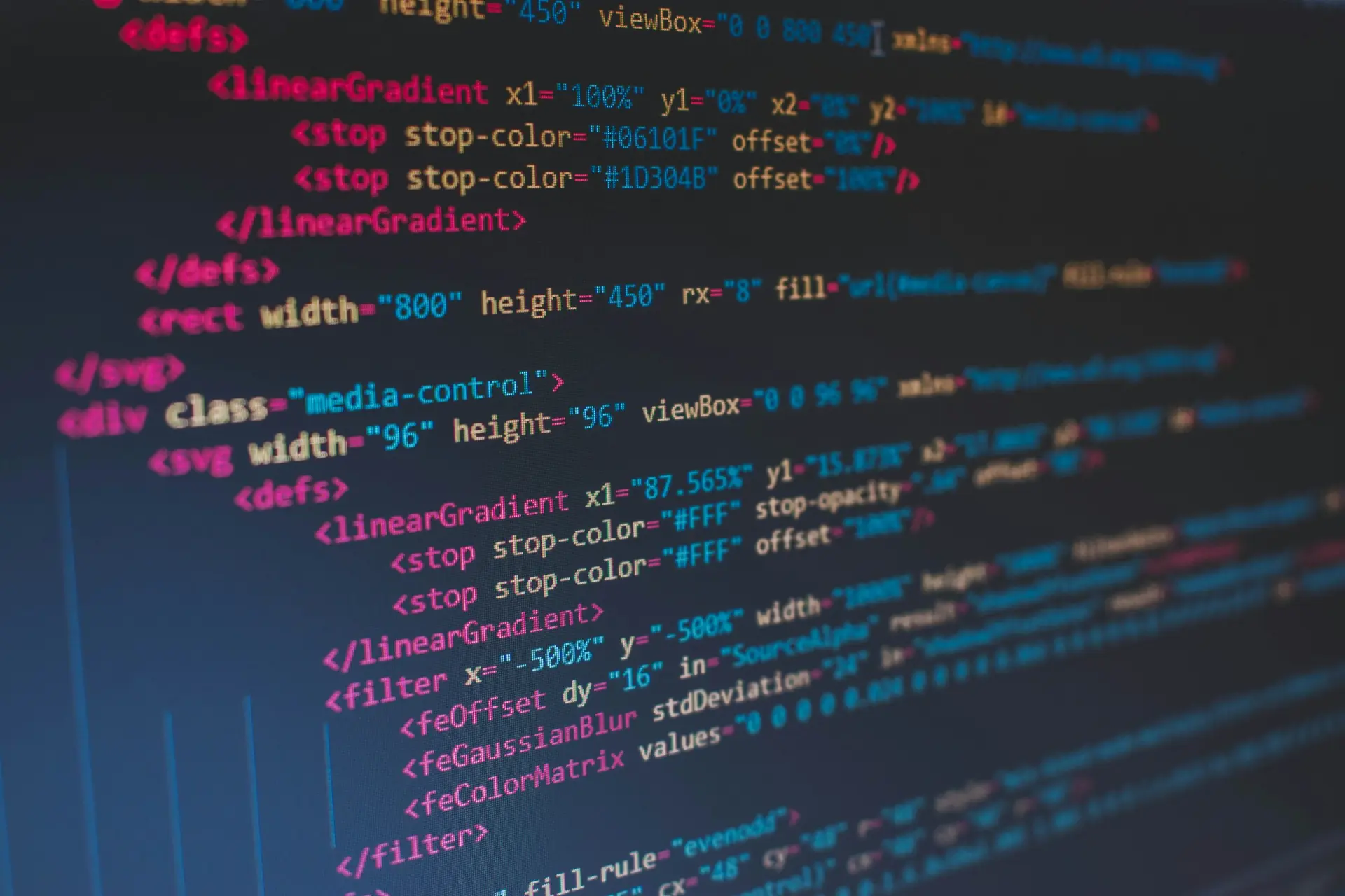 Code on a laptop screen, web development