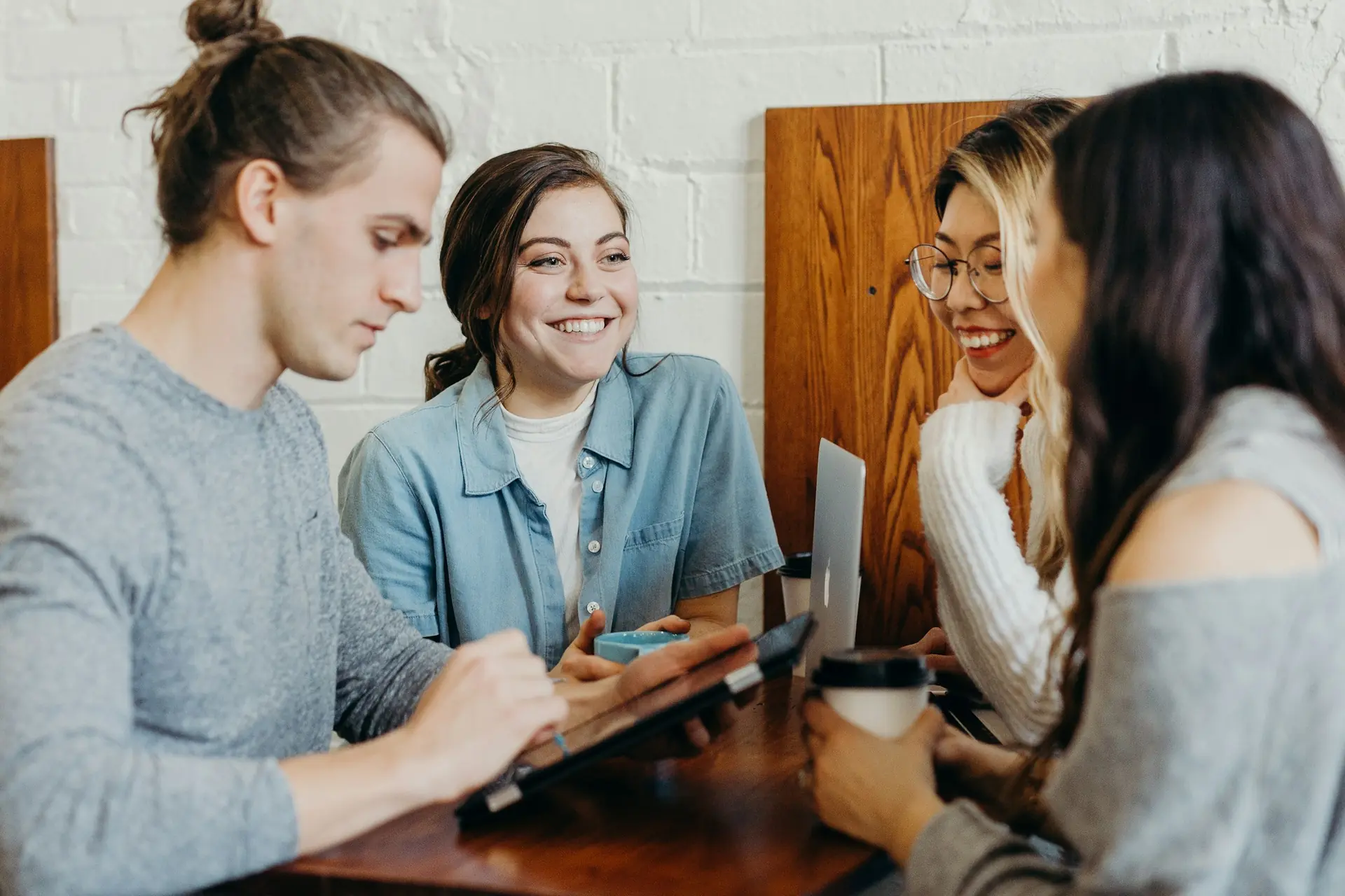 Team collaborating in an open office